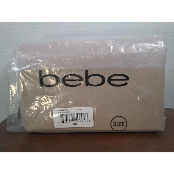 bebe Handbags - NWT Bebe Zuri Crossbody Purse Bag Almond Color Gold Logo Women's Small E02-4497E